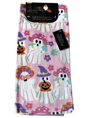 Feelin Spooky Halloween Kitchen Towels Set Of 3 100% Cotton 18"x28" Ghost/Pumpki